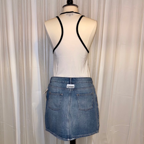 HP!🎉NWT GANNI Denim Mini Skirt size US 12/DK 42 - Picture 5 of 8